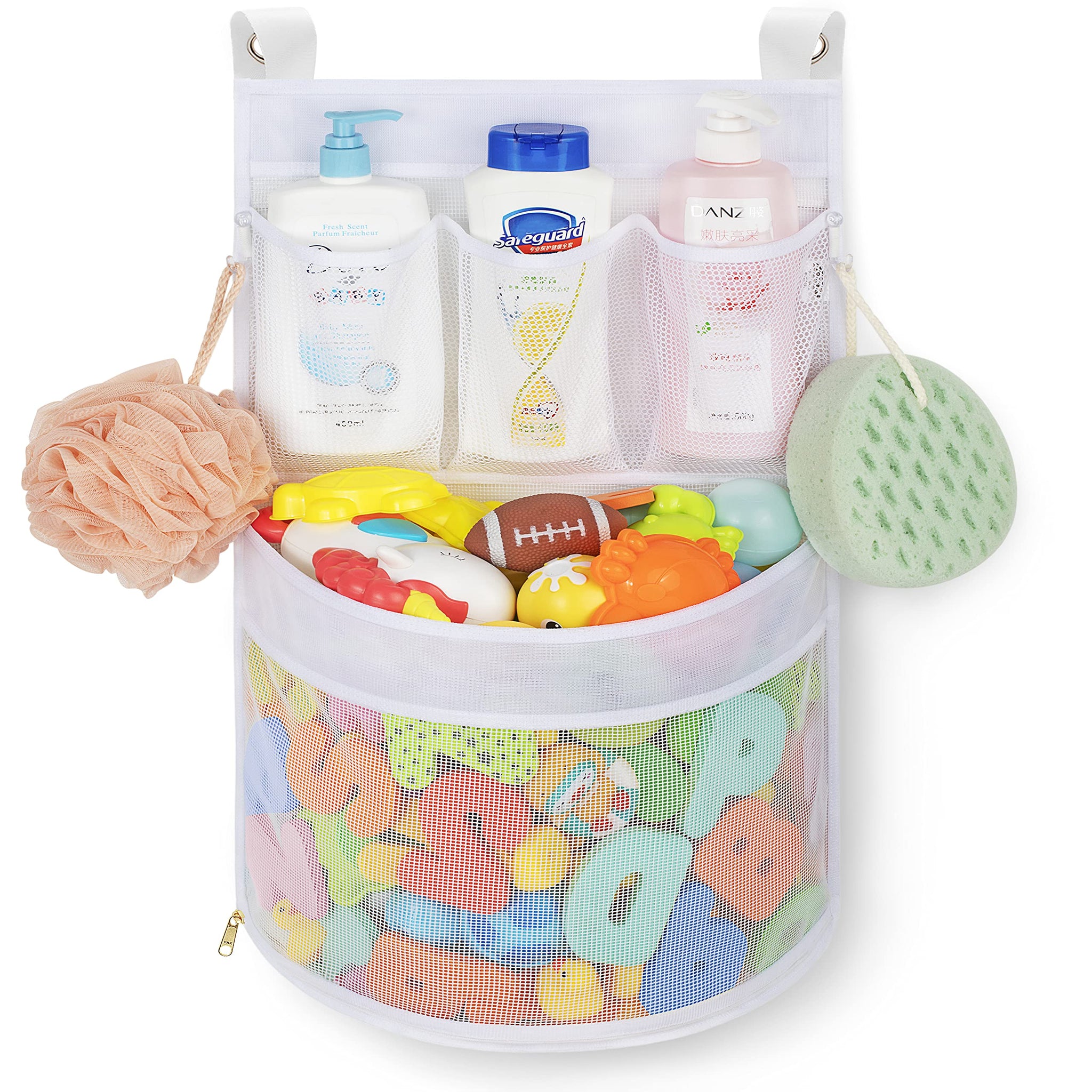 Baby Bath Toy Organizer, quick drying, and mould proof, Multiple-Suspension Bath Toy Holder, Large Capacity Multi Use Bathtub To