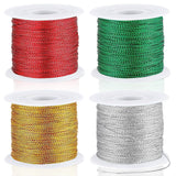 JUNEBRUSHS 440 Yards Christmas Metallic Cord Ornament String, Christmas Ribbon Cording Gold String Hanger for Crafts Ornaments H