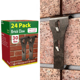 Brick Hook Clips (24 Pack) for Hanging Outdoors, Brick Hangers Fit Standard Size Brick 2-1/4 to 2-3/8 in Height, Heavy Duty Bric