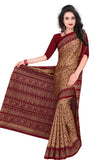 Tamaira Fashion Womens Plain Weave Pure Cotton Saree Without Blouse Piece(1362_Brownandmaroon)