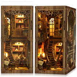 SUNNINO Book Nook Kit - DIY Miniature House Kit Doll House 3D Wooden Puzzles with LED Book Nook Kits for Adults Unique Gift for 