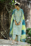 Gosriki Women'S Rayon Blend Printed Straight Kurta With Pant & Dupatta (Sthula Multi-Gs_L_Green_Large),Green,,B0CZP9XKWX