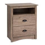 Prepac's Fremont 2 Drawer Nightstand: Elegant Bedroom Furniture, Bedside Table with Open Shelf, 23.25W x 16D x 28H, Drifte
