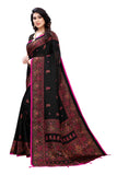 Anni Designer Women'S Jute Silk Woven Mirror Work Saree With Blouse Piece (Black),Black,5.5 meters,Jute Silk,with blouse piece,With Blouse Piece