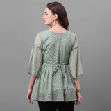 Wedani Women'S Casual Bell Sleeves Top (Large Rama),Rama,L,Polyester,Casual,
