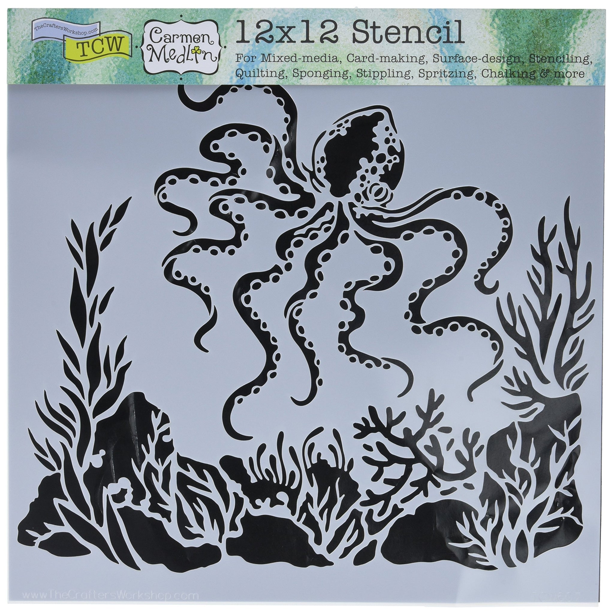 Crafters Workshop Tcw607 Template, 12'' X 12'', Octopus, White