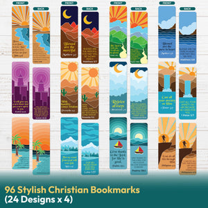 Only Zest 96 Pack Christian Bookmarks with Inspirational Bible Verses, Unique, Vibrant Bible Bookmark, Bulk Christian Gifts for