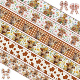 Juexica 6 Rolls 30 Yards Boho Floral Highland Cow Wired Edge Ribbon DIY Crafts Fabric Ribbons for Gift Wrapping Bows Party Decor