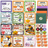Marspark 48 Pack Halloween Greeting Cards with Envelopes Stickers 4 x 4 Inch Thank You Themed Holiday Cards Halloween Party Favo