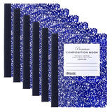 Bazic Composition Book Blue Marble Unruled Ruled 100 Sheet Notebook, Blank Page Journal Comp Notebooks For School, 6Pack