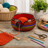 Ceramic Yarn Bowl (Traditional Red Small) 6 X 6 X 3 Inches
