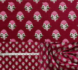 Indian Hand Block Print 60/60 Mulberry 100% Cotton Fabric by The Yard, Lightweight Floral Quilting & Sewing Fabric for Dressmaki