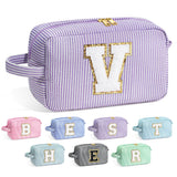 YOOLIFE Travel Makeup Cosmetic Bag - Personalized Monogram Cute Initial Makeup Bags Cosmetic Toiletry Bag Pouch Make Up Case for