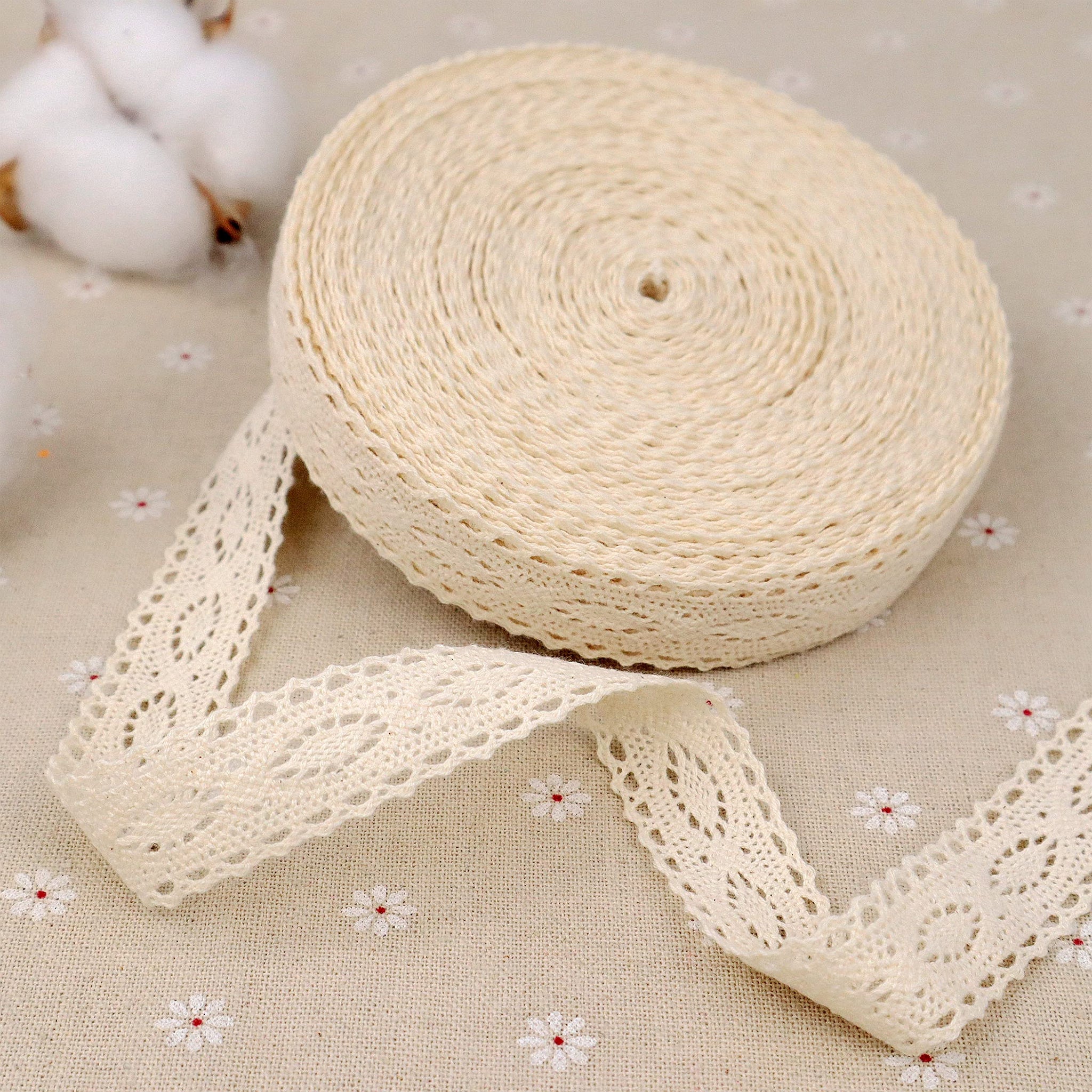Crochet Lace Ribbon Vantage Lace Trim Cotton Craft Lace Ribbon for Sewing, Gift Package Wrapping, Bridal Wedding Decoration, Scr