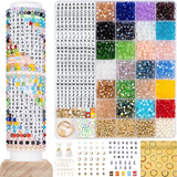 Deinduser Crystal Friendship Bracelet Making Kit - 1200pcs Bicone Gem Beads for Jewelry Making, 24 Colors with Letter & Spacer B