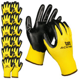 ACKTRA Nitrile Coated Safety WORK GLOVES 12 Pairs, WG003 Yellow/Black, X-Large