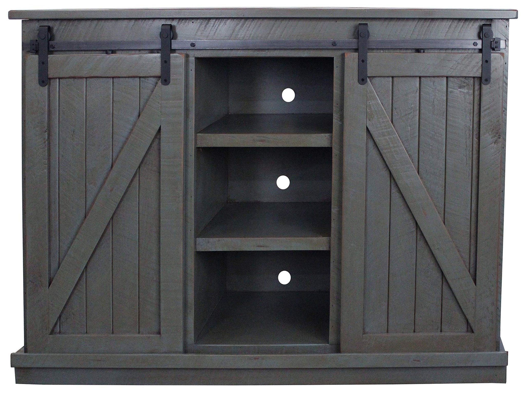 American Heartland Mfg. 57 Tall Quaint Tv Stand, Rustic Dark Blue
