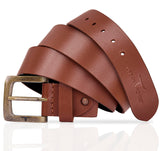 Urban Forest Smooth Redwood Casual Leather Belt With Antique Gold Buckle For Men