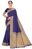 Glory Sarees Womens Jacquard Silk Blend Saree (kara128_navyblue_Navy Blue)
