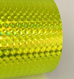 Roll of Prism Sign Vinyl, Holographic 1/4'' Mosaic, Self-Adhesive (24 inch x 10 feet, Fluorescent Yellow)