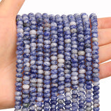 BONNY BOXX 1 Strand Natural 4 * 6mm Blue Dot Rondelle Beads, Natural Abacus Disk Stone Beads Loose Spacer Gemstone for DIY Brace