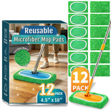 12 Pack Reusable Microfiber Mop Pads Compatible with Swiffer Sweeper