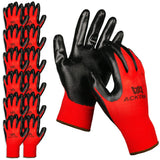 ACKTRA Nitrile Coated Safety WORK GLOVES 12 Pairs, WG003 Red/Black, Small