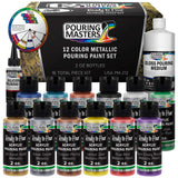 U.S. Art Supply Pouring Masters 12 Color Metallic Ready to Pour Acrylic Pouring Paint Set Premium PreMixed High Flow 2Ounce 