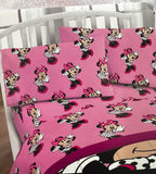 Jay Franco Twin Size Sheet Set 3 Pieces Kids Set (Minnie Mouse), Pink, Black, JF14545