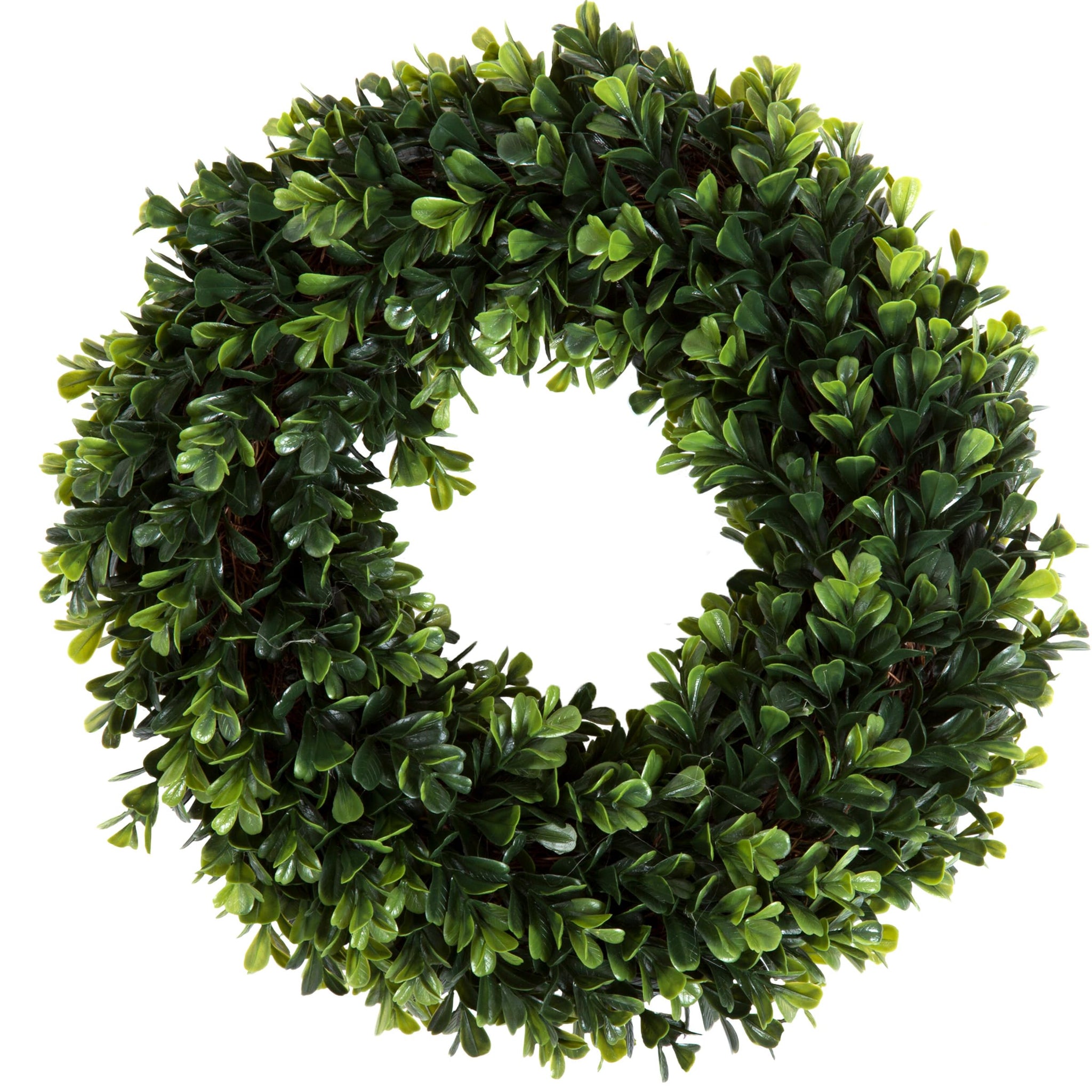 12-Inch Boxwood Wreath - Round UV Resistant Artificial Spring, Summer, Fall, or Winter Wreath - Indoor/Outdoor Wreaths for Front