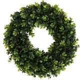 12-Inch Boxwood Wreath - Round UV Resistant Artificial Spring, Summer, Fall, or Winter Wreath - Indoor/Outdoor Wreaths for Front