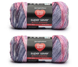 Red Heart Super Saver Bitty Stripes Grapey Yarn - 2 Pack of 283g/10oz - 100% Acrylic - #4 Worsted (Medium) - 515 Yards - Knittin