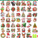 cviokrdu 48 Pcs Diamond Art Painting Sticker Kits for Kids, Christmas Diamond Gem Stickers Kit, 5D Christmas Gem Art Stickers Mo