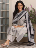 Libas Women'S Silk Blend Kurta Set (36989_Grey Grey L