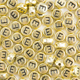 Yiizzxin 200Pcs Round Ancient Gold Letter E Beads,4x7mm Flat Vowel Letter-E Bead for Bracelets,Alphabet Beads for Jewelry Making