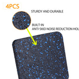 Treadmill Mat Pads, Exercise Equipment Mat with High Density Rubber for Protect Floors 3.94 x 3.94 x 0.5 (4 PCS) Black