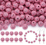 105pcs 10mm Rhinestone Beads for Jewelry Making, Dark Pink Shiny Round Disco Ball Beads Bulk, Sparkle Crystal Clay Christmas for