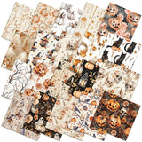 HunnmingRe 20 Pcs 10''x10'' Boho Halloween Quilting Fabric Square Spooky Ghost Pumpkin Precut Quiltted Fabric Skull Black Cat Wi