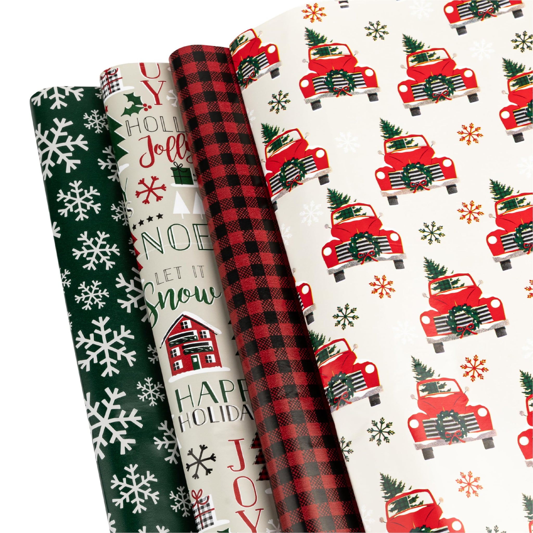 Christmas Wrapping Paper Sheets - 20 Precut (30x20) Sheets - 4 Unique Holiday Gift Wrap Patterns