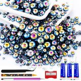 60g Black AB Flatback Half Round Pearls Mixed Size 3-10mm Resin Craft Beads for Nail Art, Face Gems, DIY Jewelry Making