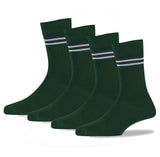 Rc. Royal Class Boys & Girls Bottle Green Colour With White Strips Organic Cotton Calf Length School Socks (Pack Of 4 Pairs)(56