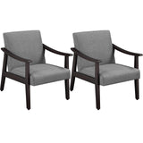 Yaheetech Leisure Chair with Solid Armrest and Feet, Modern Mid-Century Accent Chair, Linen Fabric Side Sofa for Living Room Bed