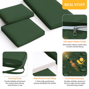 Pakunoda 3 Pack of Outdoor Seat Cushion Replacement Set Suitable for 4 Pieces of Wicker Rattan Furniture Terrace Guest Set Sofa