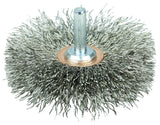 Weiler 17617 3 Narrow Face Stem-Mounted Crimped Wire Wheel, .014 Steel Fill, 1/4 Stem, Made in the USA