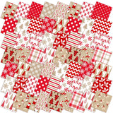 Oudain 60 Pcs 10 x 10 Inch Hot Cocoa Christmas Quilting Fabric Vintage Christmas Fat Squares Patchwork Precut Strips Santa Snowf