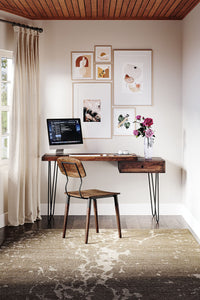 Jofran Nature'S Edge Modern 54'' Solid Wood Live Edge Desk With Drawer For Work Or Home, Chestnut