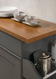 Hodedah Kitchen Island With Spice Rack, Towel Rack & Drawer, Grey With Oak Top