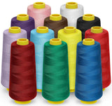 Stiverse 12 Pack Serger Thread Cones, 1800 Yards Each Spool Overlock Thread, PolyesterThread 40s/2 for Serger&Overlock, Quilting