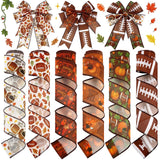 Juexica 6 Rolls Football Fall Wired Edge Ribbon 2 Inch x 30 Yards Brown Orange DIY Crafts Fabric Rustic Football Ribbons for Gif