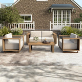 HERA'S HOUSE 4 Pieces Patio Furniture Set, 2 Outdoor Rattan Wicker Armchairs Set with 2 Ottomans, All Weather Patio Conversation